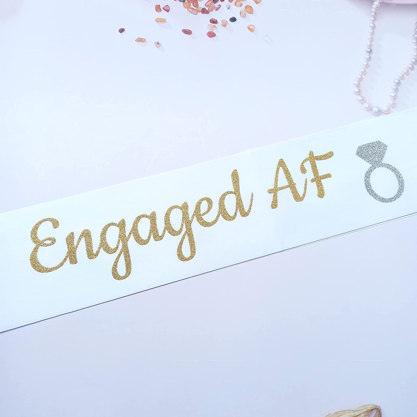 Magnusson'S Garden Engaged AF Sash, I Said Yes Couple Wedding Party, Bridal Shower, Bachelor, Bachelorette, Engagement Party Accessory, Gift for Women, Bride, Groom-To-Be, Future Mr and Mrs, Gold Apparel & Accessories > Clothing Accessories > Sashes Magnusson's Garden   