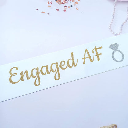 Magnusson'S Garden Engaged AF Sash, I Said Yes Couple Wedding Party, Bridal Shower, Bachelor, Bachelorette, Engagement Party Accessory, Gift for Women, Bride, Groom-To-Be, Future Mr and Mrs, Gold Apparel & Accessories > Clothing Accessories > Sashes Magnusson's Garden   