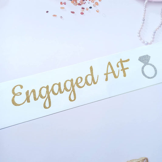Magnusson'S Garden Engaged AF Sash, I Said Yes Couple Wedding Party, Bridal Shower, Bachelor, Bachelorette, Engagement Party Accessory, Gift for Women, Bride, Groom-To-Be, Future Mr and Mrs, Gold Apparel & Accessories > Clothing Accessories > Sashes Magnusson's Garden   