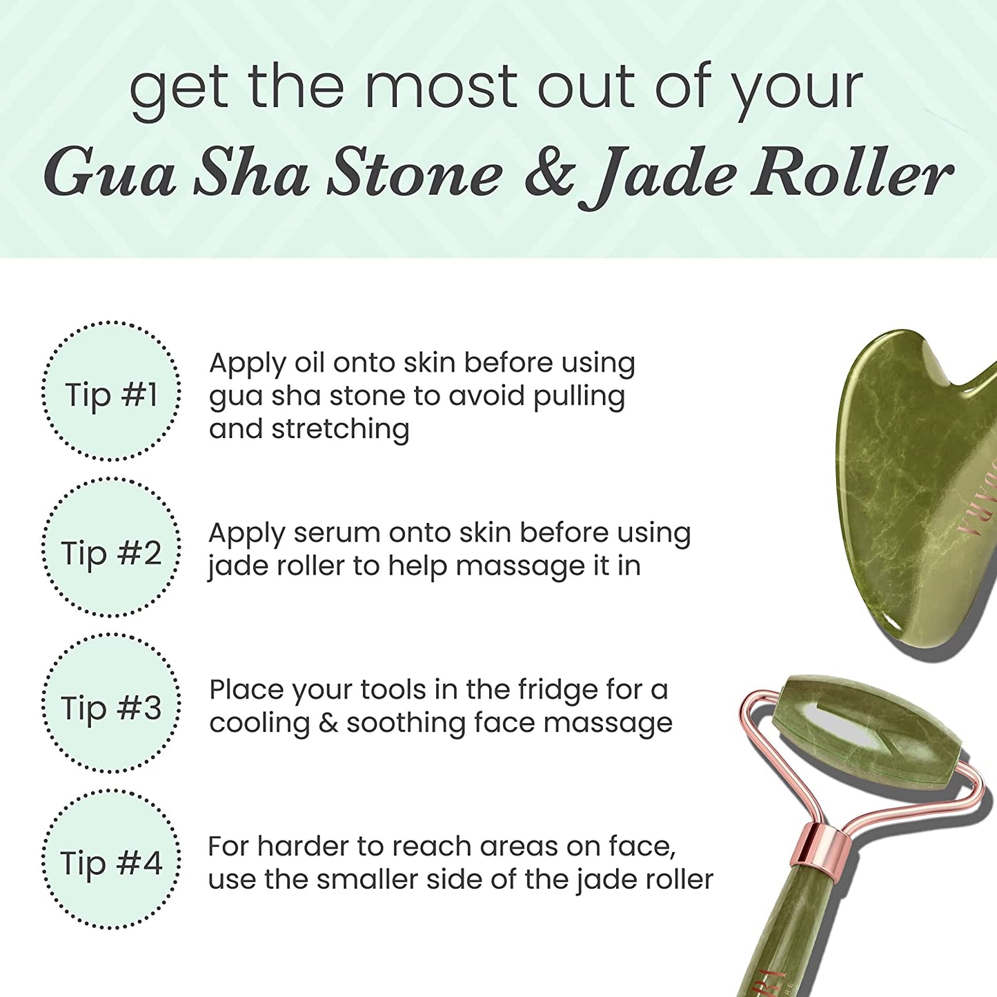 Sdara Jade Roller Gua Sha Set - Facial Roller and Massager for Slimming & Sculpting - Reduces Wrinkles & Eye Puffiness - Essential Skin Care Tools Health & Beauty > Personal Care > Cosmetics > Cosmetic Tools > Skin Care Tools Sdara Skincare   