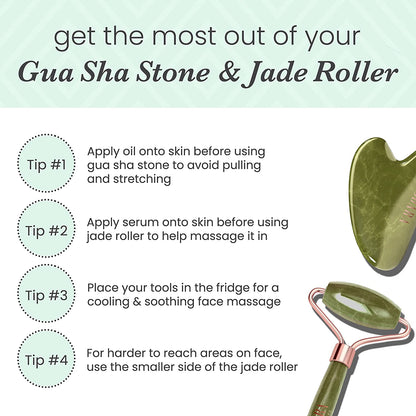 Sdara Jade Roller Gua Sha Set - Facial Roller and Massager for Slimming & Sculpting - Reduces Wrinkles & Eye Puffiness - Essential Skin Care Tools Health & Beauty > Personal Care > Cosmetics > Cosmetic Tools > Skin Care Tools Sdara Skincare   