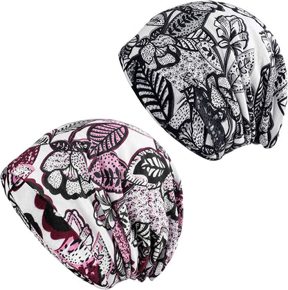 HONENNA Printed Turban Headband Chemo Cap Soft Sleep Beanie Apparel & Accessories > Clothing Accessories > Headwear HONENNA (1pc Black Pink + Black White) / Pack  