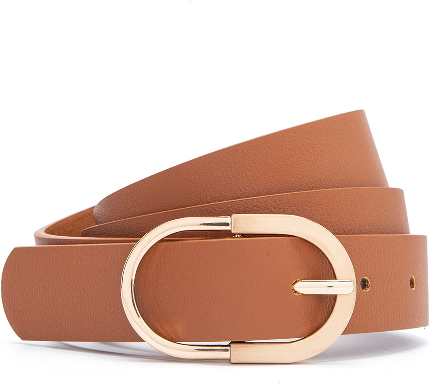 MORELESS 2 Pack Women'S Leather Belts for Jeans Pants with Fashion Center Bar Buckle Apparel & Accessories > Clothing Accessories > Belts MORELESS   