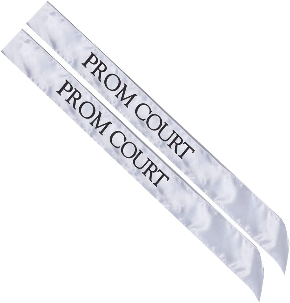 Blue Prom Court Sash, Gold Imprint, Pack of 2 Apparel & Accessories > Clothing Accessories > Sashes Anderson's White/Black Prom Court Sashes  