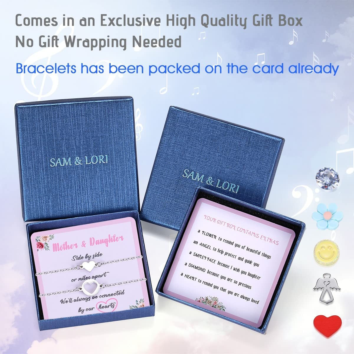 SAM & LORI Unique Matching Bracelets for Best Friends Couples Mother Daughter Son Dad Sisters Brothers-Unisex Adjustable Bracelets- Comes with Cards in Giftable Packing Apparel & Accessories > Jewelry > Bracelets SAM & LORI   