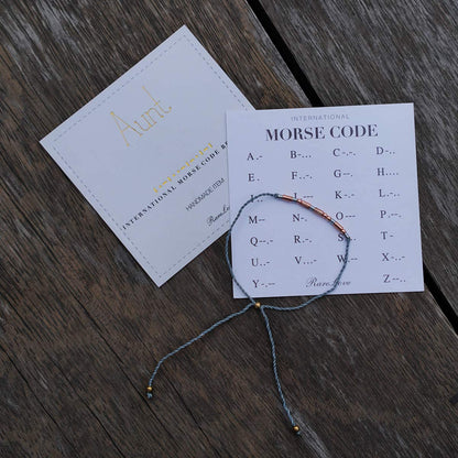 Rarelove Aunt Morse Code Bracelets Best Aunt Christmas Gift Women Girls Rose Golden Beads Grey String Bracelet Apparel & Accessories > Jewelry > Bracelets RareLove   