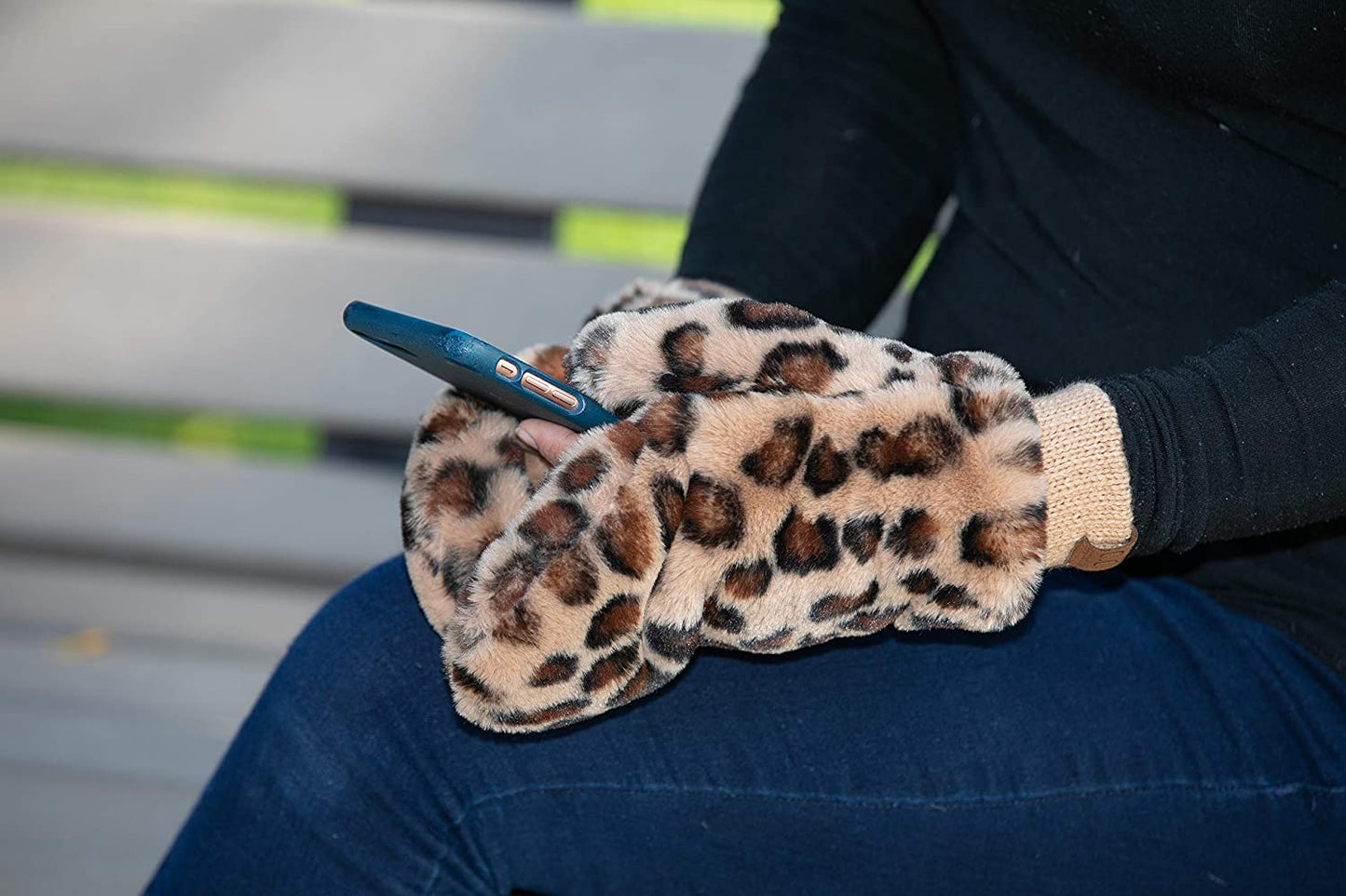 Funky Junque Faux Fur Flip Mittens Womens Warm Convertible Fingerless Gloves Apparel & Accessories > Clothing Accessories > Gloves & Mittens Funky Junque   