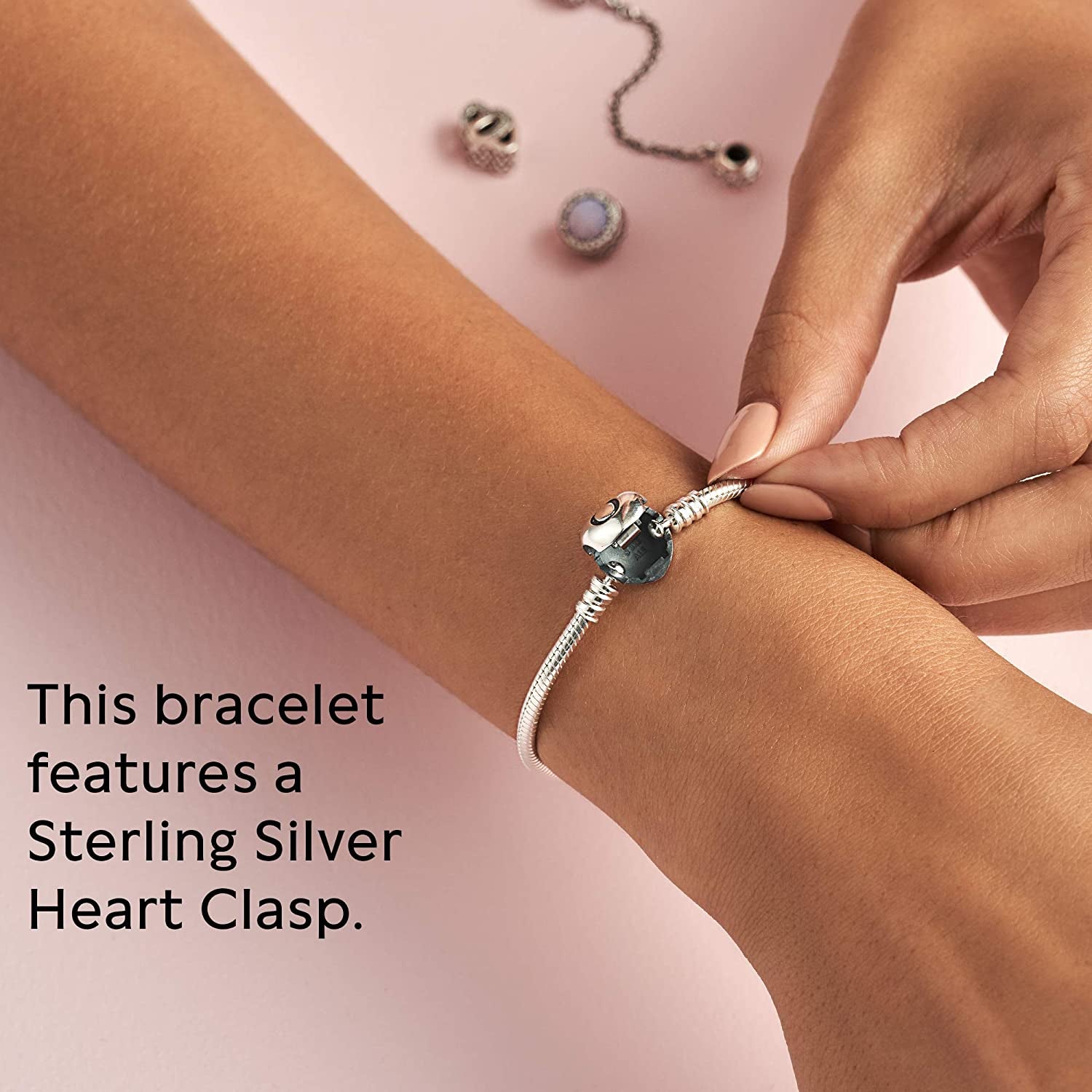 Pandora Jewelry Moments Heart Clasp Snake Chain Charm Bracelet Apparel & Accessories > Jewelry > Bracelets PANDORA   