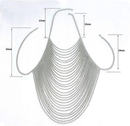 CHRAN Full Body Chain Jewelry for Women Sexy Costume Multilay Silver Metal Chain Harness Apparel & Accessories > Jewelry > Body Jewelry CHRAN   