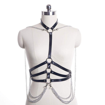 Asooll Punk Leather Body Chains Tassel Black Waist Belt Chain Beach Body Chain Bra Fashion Harness Charm Body Accessories Jewelry for Women and Girls Apparel & Accessories > Jewelry > Body Jewelry Asooll   