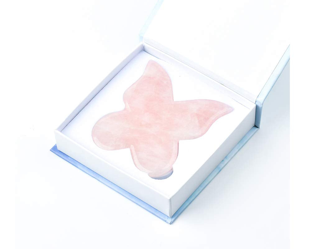 Natural Rose Quartz Jade Gua Sha Butterfly Scraping Massage Tool, Genuine Rose Quartz Healing Gemstone for Facial Lifting and Tightening Massage, Anti-Wrinkles, Anti-Aging, Wrinkles Removal Massage Health & Beauty > Personal Care > Cosmetics > Cosmetic Tools > Skin Care Tools DYStone   
