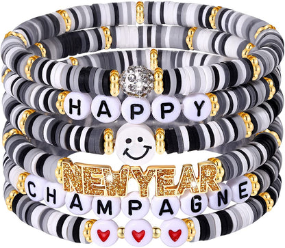 Surfer Heishi Bracelets for Women Stackable Rainbow Vinyl Disc Clay Beaded Stretch Bracelets Elastic Layering Friendship Bracelets Boho Summer Beach Jewelry Apparel & Accessories > Jewelry > Bracelets XOCARTIGE New Year 2  