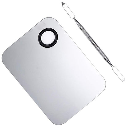Stainless Steel Cosmetic Makeup Palette, Professional Cosmetic Mixing Makeup Palette Spatula Makeup Artist Tool, Beauty Salon Color Cream Mixing Palette with a Spatula Makeup Nail Art Palette Health & Beauty > Personal Care > Cosmetics > Cosmetic Tools > Makeup Tools AKIRO   