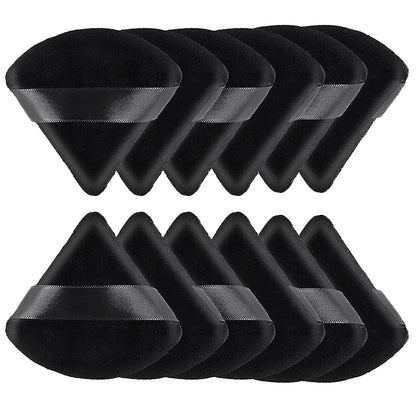 Sibba 12Pcs Powder Puff Triangle Shape Face Makeup Puff for Loose Powder Foundation Soft Cosmetic Sponge Wet and Dry Powder Puff Pads Large Body Cotton Powder Cushion Puffs (Black) Health & Beauty > Personal Care > Cosmetics > Cosmetic Tools > Makeup Tools Sibba   