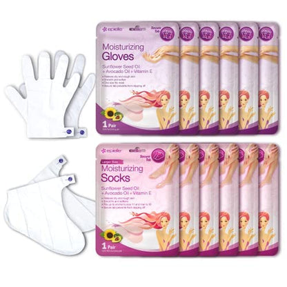 Epielle Moisturizing Hand & Foot Masks (Glove & Socks 12Pk) for Dry Hand, Dry & Cracked Heel Spa Masks Sunflower Seed Oil + Avocado Oil + Vitamin E | Skincare Gifts | Skincare Party Favors.. STOCKING STUFFERS!! Health & Beauty > Personal Care > Foot Care Epielle   