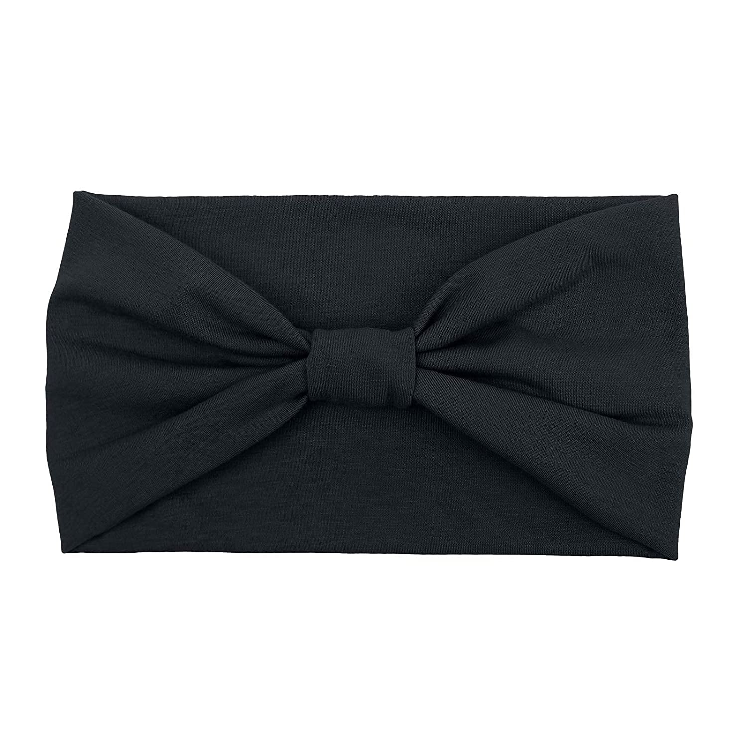 Wide Headbands for Women Black Stylish Head Wraps Boho Thick Hairbands Large African Sport Yoga Turban Headband Hair Accessories (Pack of 4) Apparel & Accessories > Clothing Accessories > Bandanas & Headties Huachi   