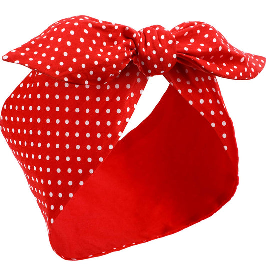 Costume Headband White Polka Dot Bandana Headband Wire Headband Retro Hairband Headwrap Hair Accessories for Women and Girls (Small Dots, Red) Apparel & Accessories > Clothing Accessories > Bandanas & Headties Hicarer Red Small Dots 