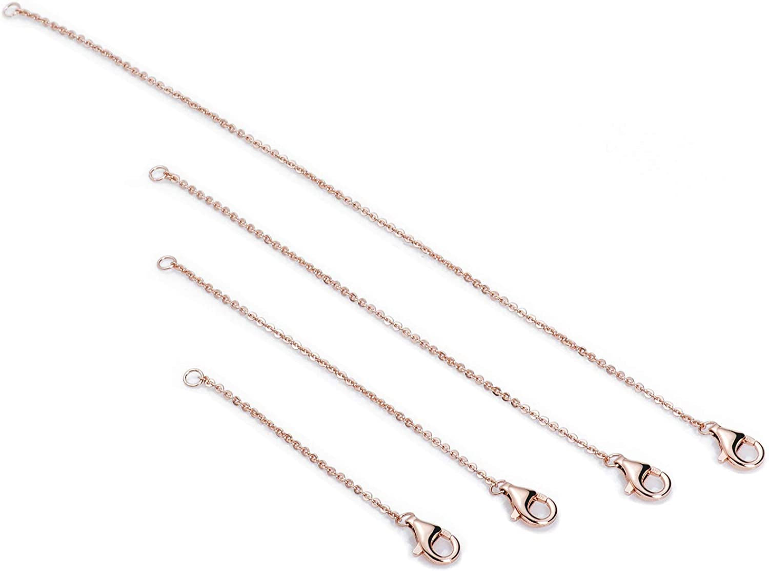 Meow Star Necklace Extender Sterling Silver Necklace Extenders Gold Chain Extenders for Necklaces Extender for Bracelet Anklet Set 2", 3", 4", and 6" Apparel & Accessories > Jewelry > Anklets Meow Star Rose Gold Plated Set 2", 3",4", 6"  