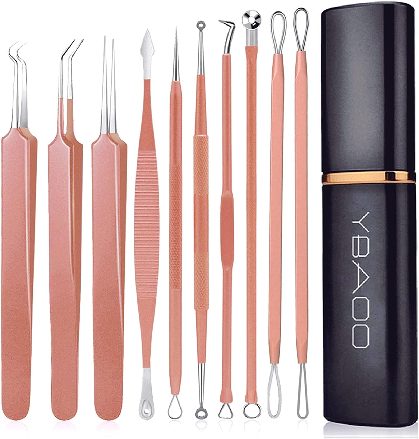 Blackhead Remover Extractor Tool, Ybaoo 10 Pcs Professional Surgical Pimple Popper Tool Kit with Metal Case for Quick and Easy Removal of Blackheads,Pimples,Zit Removing,Facial and Nose(Colorful) Health & Beauty > Personal Care > Cosmetics > Cosmetic Tools > Skin Care Tools Ybaoo   