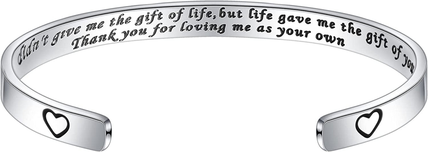 M MOOHAM Bracelets for Women- Engraved Quote Inspirational Bracelet Birthday Christmas Funny Gifts for Best Friend, Daughter, Son, Sister, Niece, Mom, Coworkers, Stainless Steel Jewelry Apparel & Accessories > Jewelry > Bracelets M MOOHAM You didn't give me the gift of life,but life gave me the gift of you.  
