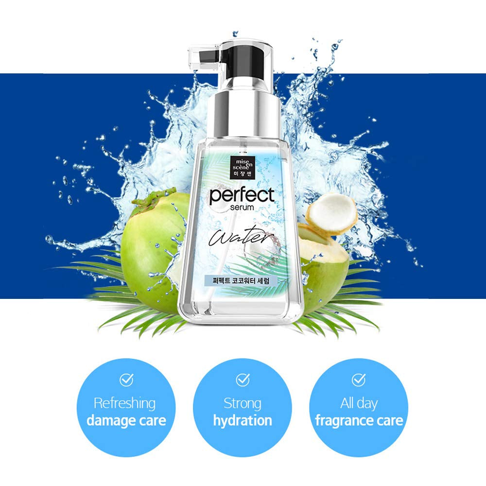 MISE EN SCENE Perfect Coco Water Serum 80Ml (2.7Oz) | Anti-Frizz, Hydration and Nutrition Hair Essence for Damaged, Bleached and Dry Hair | Watery Light and Moisturizing Hair Oil for Men and Women | Korean Hair Care Product Health & Beauty > Personal Care > Hair Care AMORE PACIFIC   