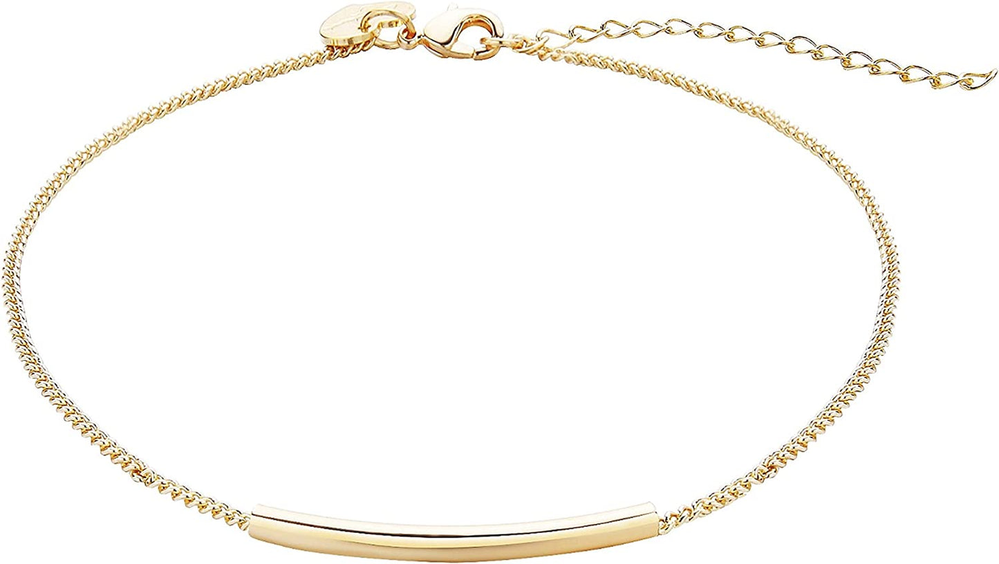 Valloey Rover Women Handmade Dainty Anklet Silver 14K Gold Plated Bead Boho Beach Rhinestone Foot Chain Adjustable Ankle Bracelet for Women Apparel & Accessories > Jewelry > Anklets Valloey Rover Tube  