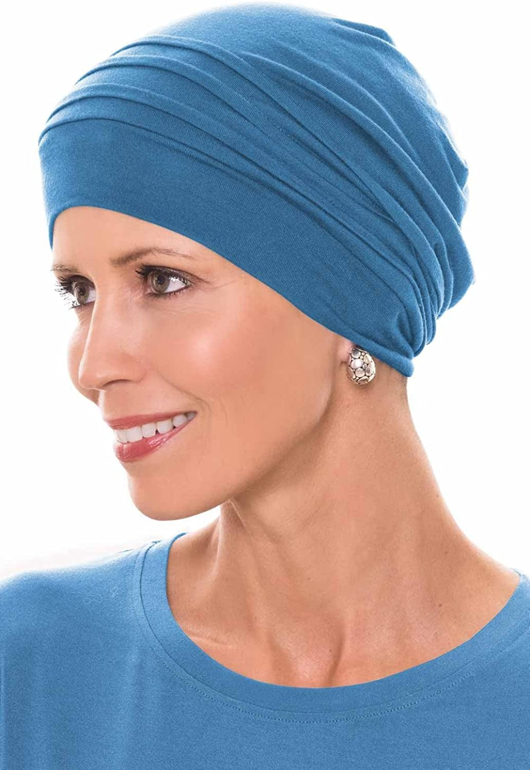 Cardani® Mod Slouchy Snood Turban - Viscose from Bamboo Hat Apparel & Accessories > Clothing Accessories > Headwear Cardani Luxury Bamboo - Tranquility Blue One Size 