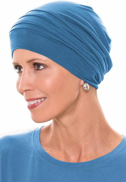 Cardani® Mod Slouchy Snood Turban - Viscose from Bamboo Hat Apparel & Accessories > Clothing Accessories > Headwear Cardani Luxury Bamboo - Tranquility Blue One Size 