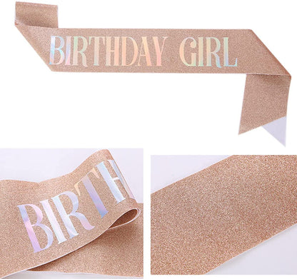 Birthday Girl Tiara and Sash - Birthday Girl Satin Sash Crystal Tiara Birthday Crown Birthday Party Supplies and Decoration Apparel & Accessories > Clothing Accessories > Sashes LATFZ   