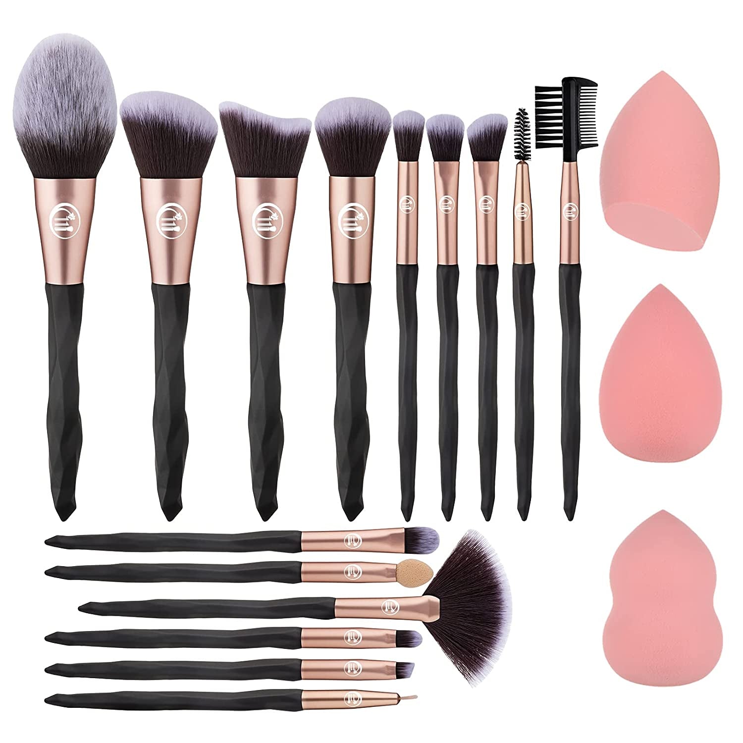Makeup Brushes 15Pcs Makeup Brush Set with 3Pcs Makeup Sponge Soft Synthetic Hair Face Make up Brush Tools for Foundation, Powder, Eyeshadow, Eyebrow, Eyeliner, Blending (Blue)… Health & Beauty > Personal Care > Cosmetics > Cosmetic Tools > Makeup Tools 111 Black  