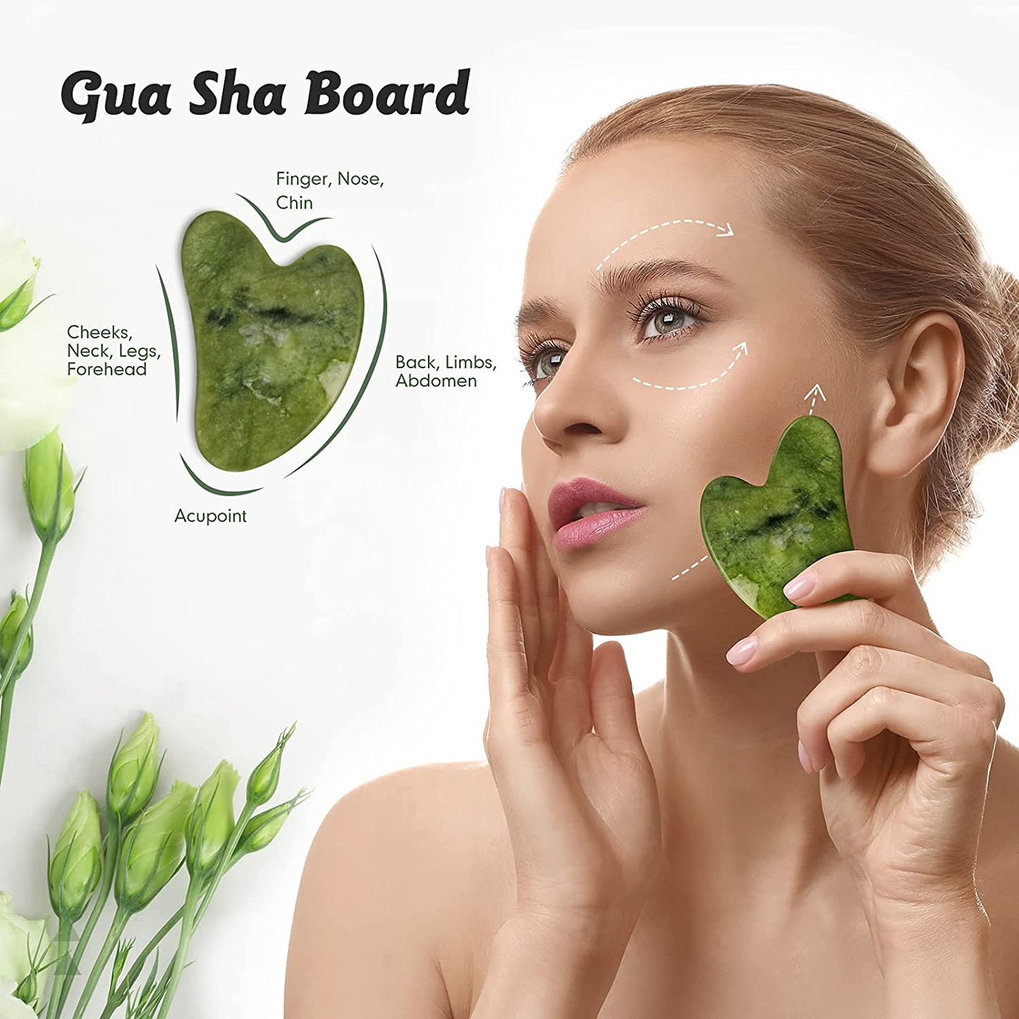Jade Roller & Gua Sha Set, Face Roller, Cotify Anti-Aging Facial Roller, Natural Green Jade Beauty Massager Tool, Skin Care Tool for Face, Neck, Eye to Reduce Wrinkles and Relax Body Muscles Health & Beauty > Personal Care > Cosmetics > Cosmetic Tools > Skin Care Tools COTIFY   