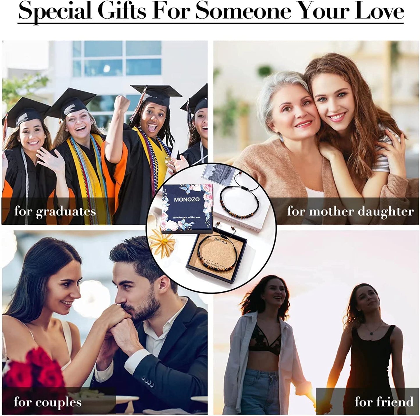 Morse Code Bracelets for Women Gifts, Adjustable 2Pcs Tiger Eye Beads Friendship Bracelets Gifts for Best Friend Women Girls Sister Funny Inspirational Birthday Friendship Gifts for Women Jewelry Apparel & Accessories > Jewelry > Bracelets MONOZO   