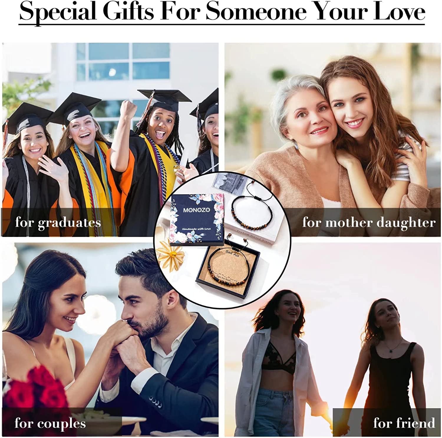 Morse Code Bracelets for Women Gifts, Adjustable 2Pcs Tiger Eye Beads Friendship Bracelets Gifts for Best Friend Women Girls Sister Funny Inspirational Birthday Friendship Gifts for Women Jewelry Apparel & Accessories > Jewelry > Bracelets MONOZO   