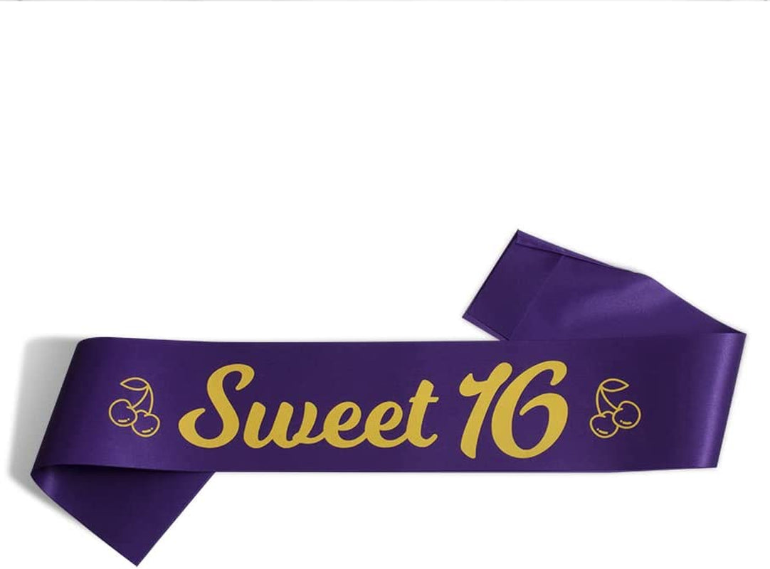 Party to Be Sweet 16 Birthday Sash Happy 16Th Birthday Party Decoration Party Favors for Birthday Girls Purple Apparel & Accessories > Clothing Accessories > Sashes Party to Be Purple  