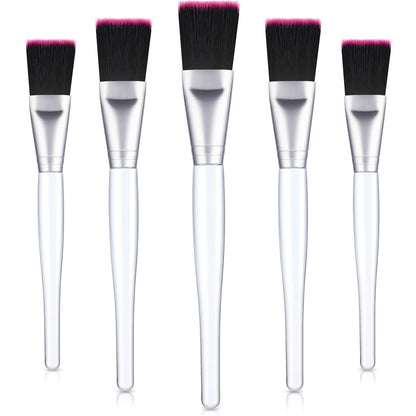 Facial Mask Brush Makeup Brushes Cosmetic Tools with Clear Plastic Handle, 5 Pack (Silver with Yellow Brush) Health & Beauty > Personal Care > Cosmetics > Cosmetic Tools > Makeup Tools Mudder Silver with Black Rose Brush  