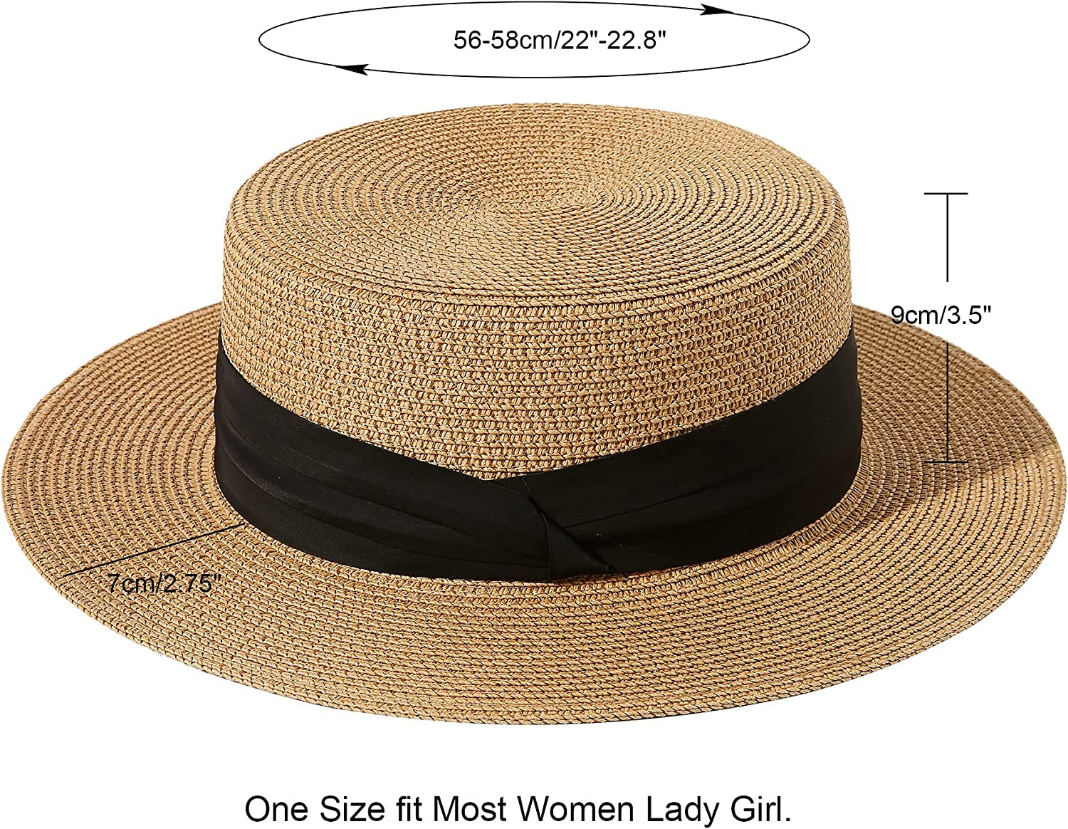 Lanzom Sun Hats for Women Wide Brim Straw Boater Hat Foldable Packable Beach Hat for Summer Apparel & Accessories > Clothing Accessories > Hats Lanzom   