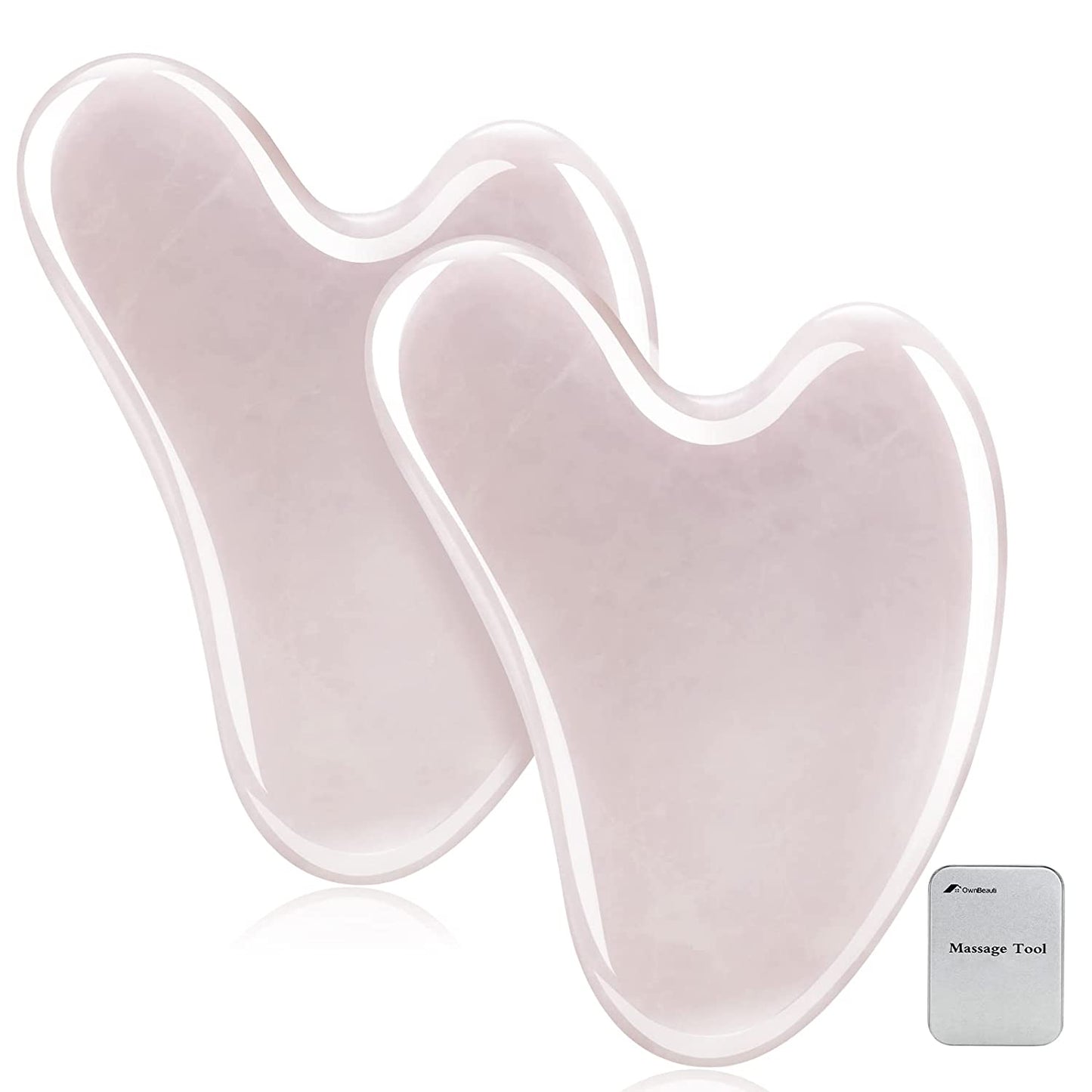 Gua Sha Facial Tools, 2 Pack Guasha Tool for Face, Natural Jade Gua Sha Massage Tool Health & Beauty > Personal Care > Cosmetics > Cosmetic Tools > Skin Care Tools OwnBeauti 2 pcs pink  