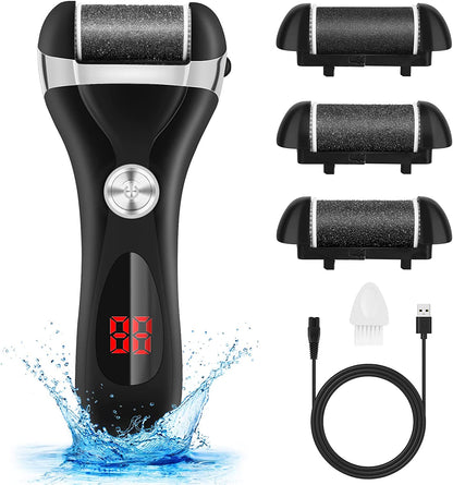 Electric Foot Callus Remover Kit, Elmchee Rechargeable Callous Removers 3 Grinding Heads Waterproof Foot Scrubber File, Professional Pedicure Tools Kit Feet Care for Dead, Cracked Dry Skin Health & Beauty > Personal Care > Foot Care Elmchee Black 6 Piece Set 