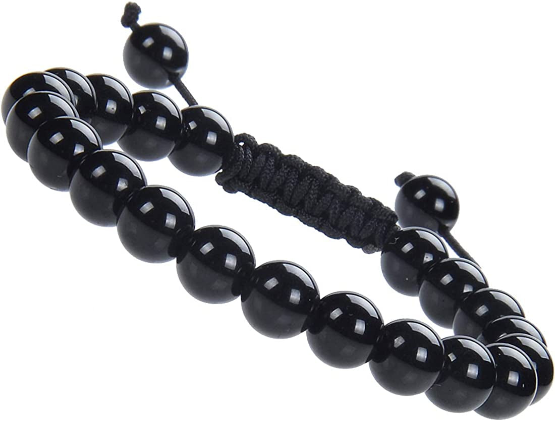 Massive Beads Natural Healing Power Gemstone Crystal Beads Unisex Adjustable Macrame Bracelets 8Mm Apparel & Accessories > Jewelry > Bracelets MASSIVE BEADS Onyx  