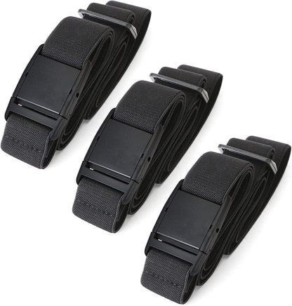 No Show Women Stretch Belt Invisible Elastic Web Strap Belt with Flat Buckle for Jeans Pants Dresses Apparel & Accessories > Clothing Accessories > Belts KYLIE MAX F-black+black+black Suit for US Size 0-16 