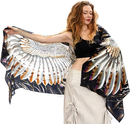 Bird Feathers Hand Painted & Printed Pure Cotton Shawl Scarf Apparel & Accessories > Clothing Accessories > Scarves & Shawls Shovava Barn Owl  