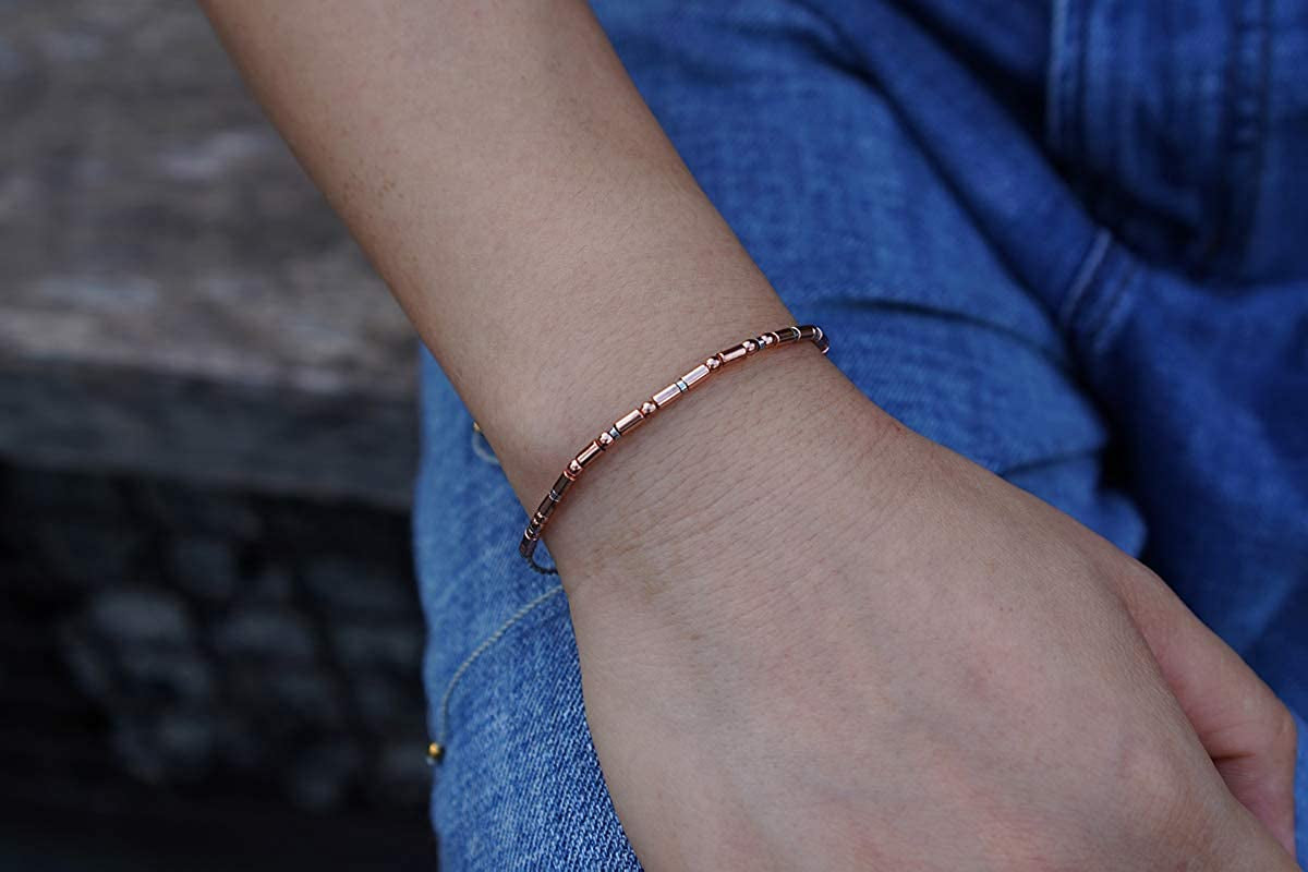 Rarelove Aunt Morse Code Bracelets Best Aunt Christmas Gift Women Girls Rose Golden Beads Grey String Bracelet Apparel & Accessories > Jewelry > Bracelets RareLove   