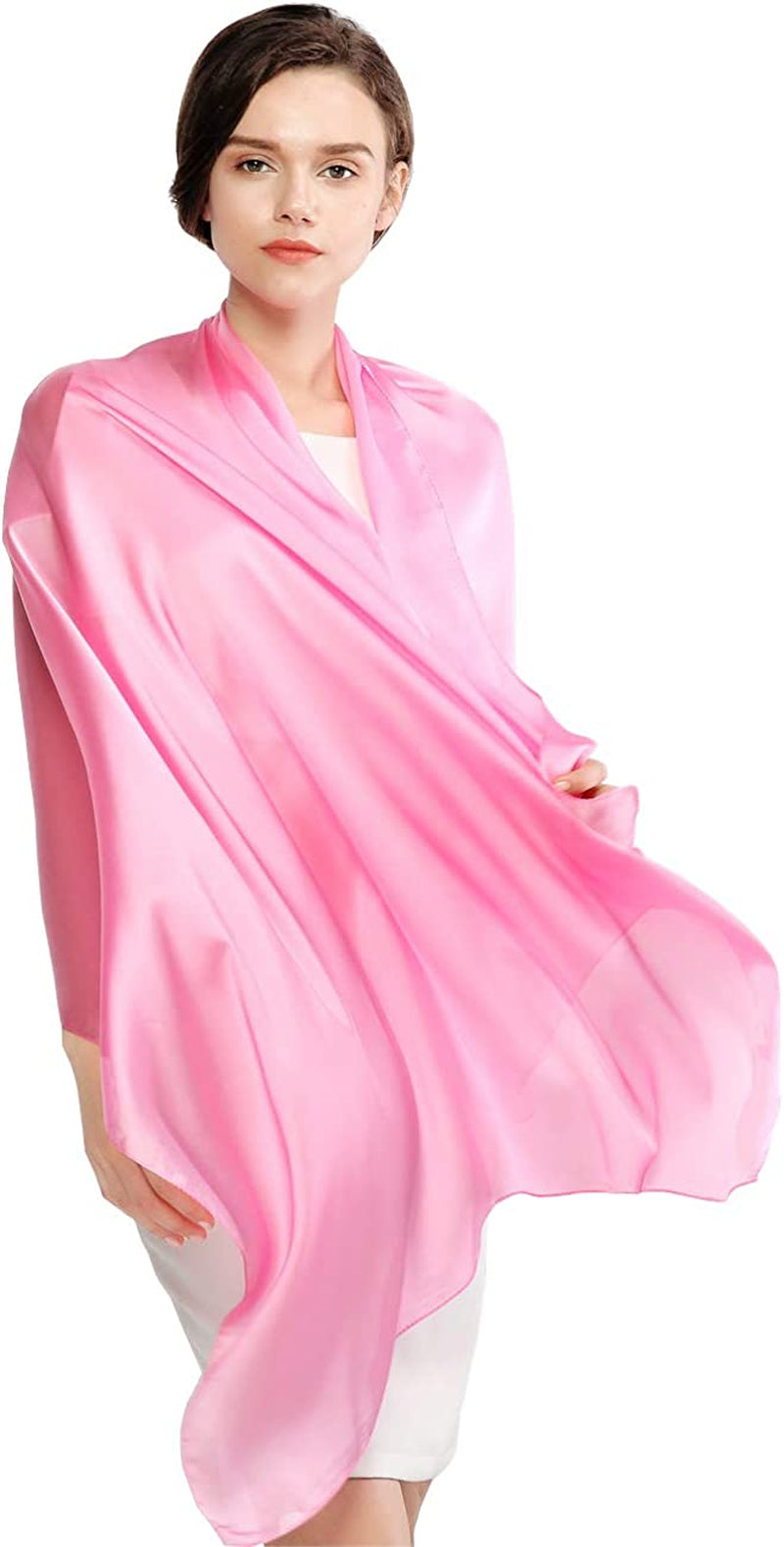 RIIQIICHY Pashmina Shawls Wraps for Women Evening Dresses like Chiffon Silk Scarf for Weddings Apparel & Accessories > Clothing Accessories > Scarves & Shawls RIIQIICHY Pink  