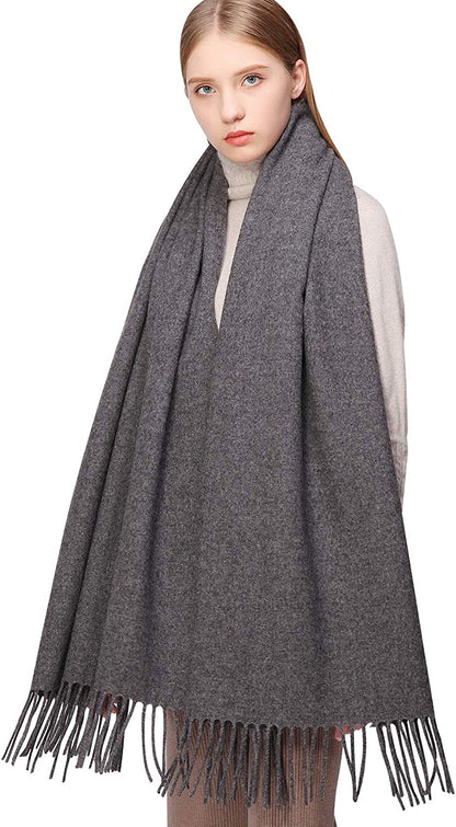 RIIQIICHY 100% Wool Scarf Pashmina Shawls and Wraps for Women Cashmere Warm Winter More Thicker Soft Scarves Apparel & Accessories > Clothing Accessories > Scarves & Shawls RIIQIICHY Dark Grey  