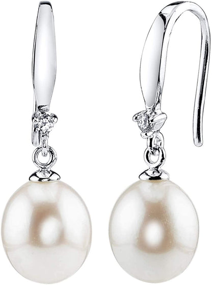 Real Pearl Dangle Earrings for Women with Genuine AAA Quality White Freshwater Cultured Pearls | 14K Gold Plated 925 Sterling Silver Earrings for Women - the PEARL SOURCE Apparel & Accessories > Jewelry > Earrings The Pearl Source   