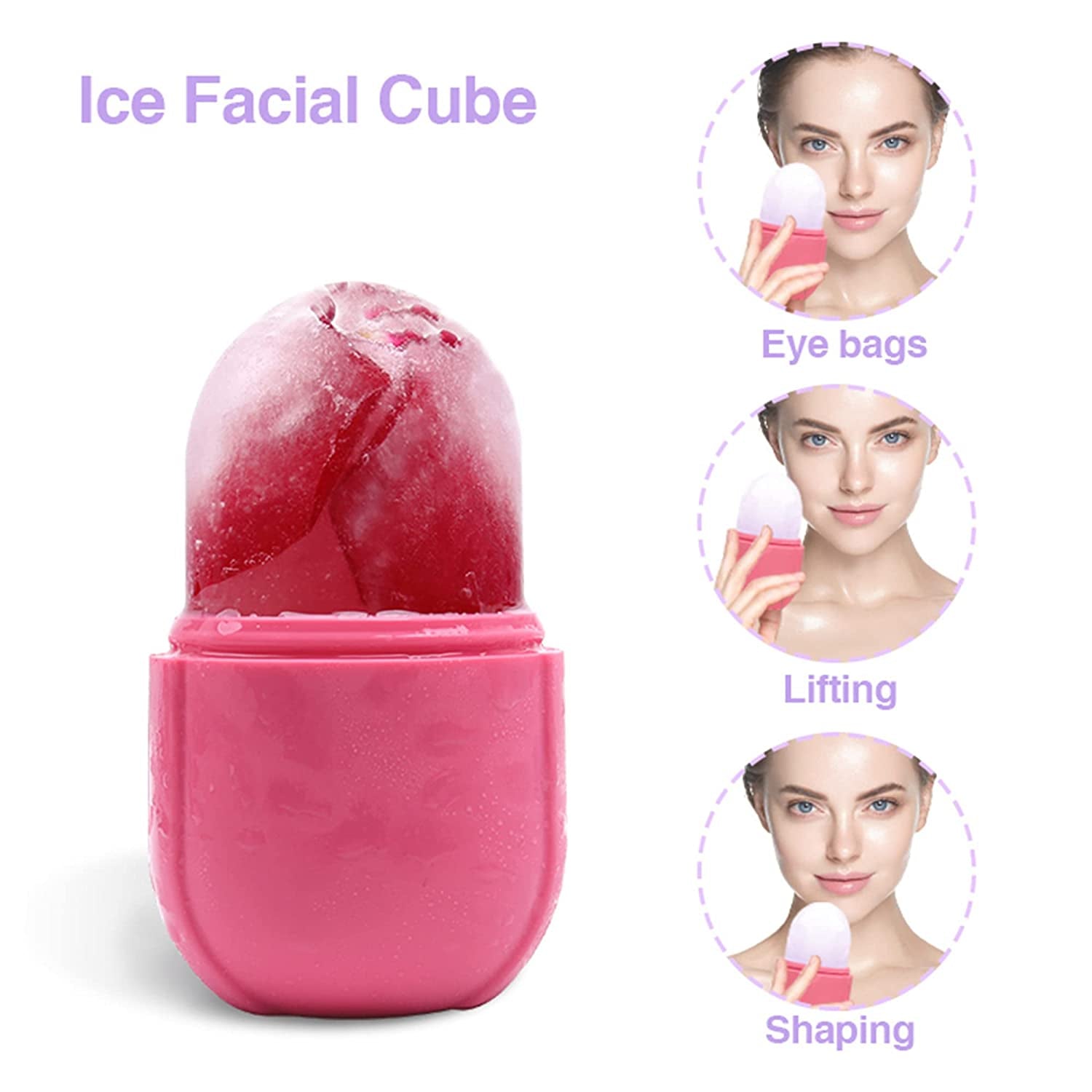 Ice Roller for Face and Eye, Silicone Ice Mold for Face,Facial Ice Roller Skin Care Tool for Eye Puffiness Relief & Remove Fine Lines & Reduce Acne Beauty Gift for Women (Pink) Health & Beauty > Personal Care > Cosmetics > Cosmetic Tools > Skin Care Tools Aethland   