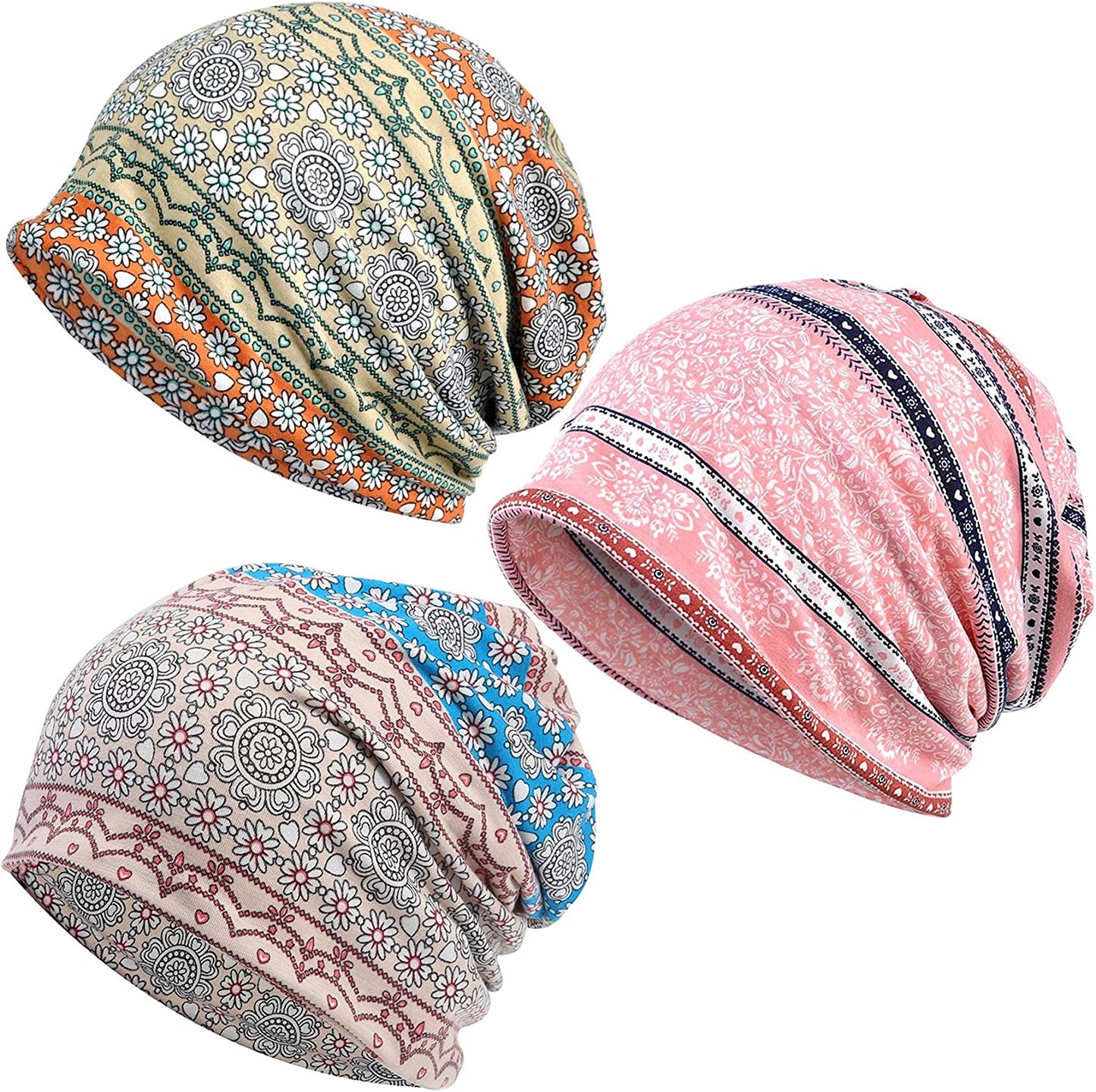 Kayier Women'S Baggy Casual Chemo Beanie Hats Headwear Caps Apparel & Accessories > Clothing Accessories > Headwear Kayier 3 Pack-t  