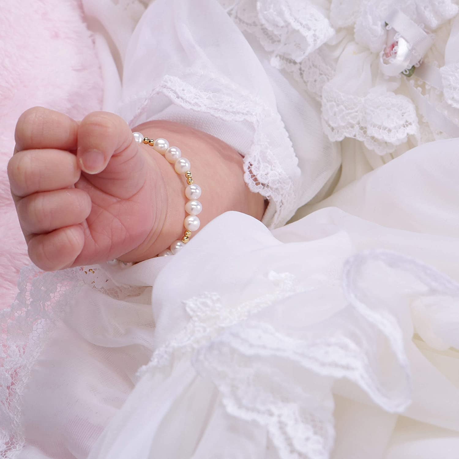 Children'S 14K Gold-Plated Bracelet And/Or Necklace with Cultured Pearls and Cross Charm for Baptism, Christening or First Communion Gift for Girls Apparel & Accessories > Jewelry > Bracelets Cherished Moments   