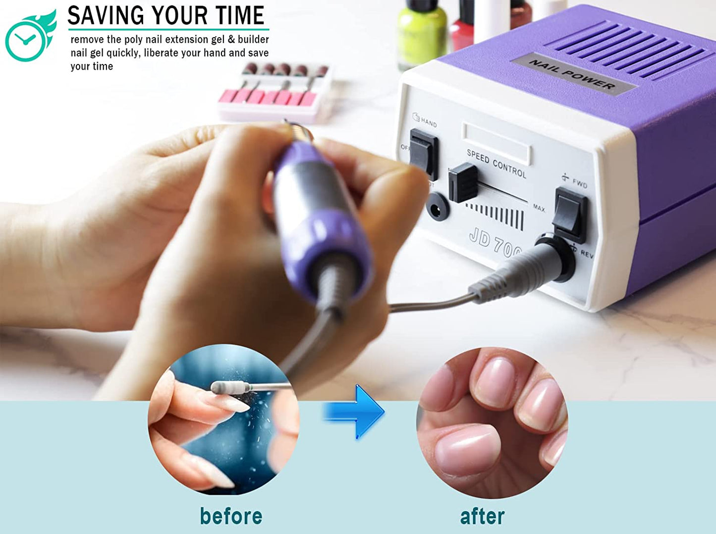 Véfaîî Nail Drill Electric Nail File, JD700 Nail Drills for Acrylic Nails Professional 30000RPM Manicure Tools Acrylic Nail Drill for Nail Dip Kit Acrylic Powder Poly Nail Gel B-01 Health & Beauty > Personal Care > Cosmetics > Cosmetic Tools > Nail Tools Hope Industry   