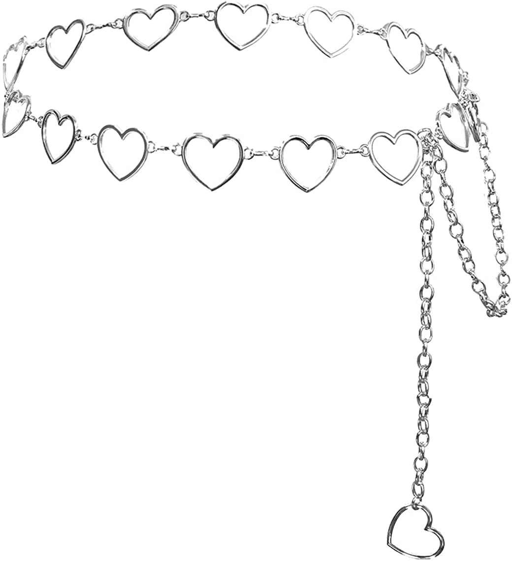 Eyraevor Women Long Tassel Waist Chain Belt Multilayer Body Belly Chain for Dress Apparel & Accessories > Jewelry > Body Jewelry Eyraevor Silver Heart-41inch  